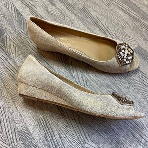 Donald J. Pliner Beige Embellished Wedges